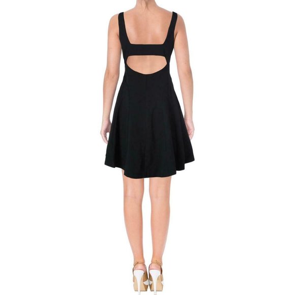 RALPH LAUREN BLACK SCUBA CUT OUT BACK A-LINE SHORT DRESS 14 - Picture 2 of 6